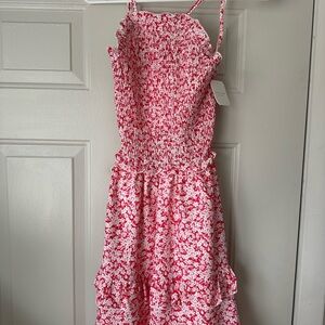 Altar'd State Pink and White Floral Smocked Dress